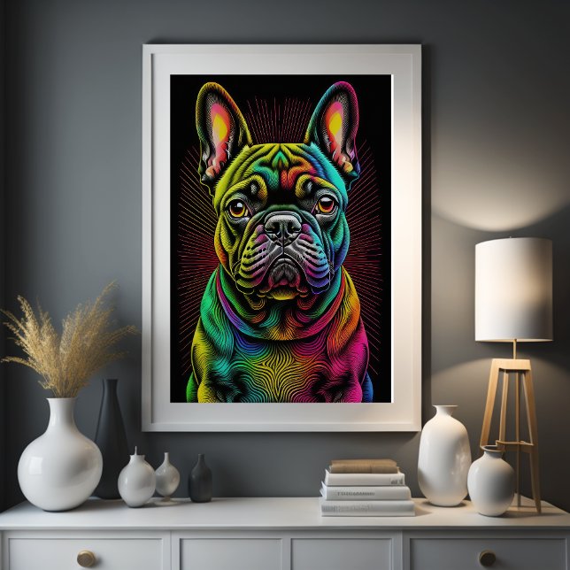 Affiche Dessin coloré Abstrait d'A French Bulldog 2:3 (Créateur téléchargé)