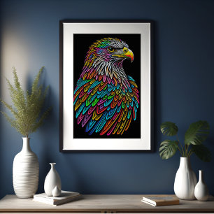 Affiche Dessin coloré Abstrait d'un aigle 2:3