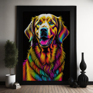 Affiche Dessin coloré Abstrait d'un chien 2:3