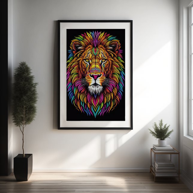 Affiche Dessin coloré Abstrait d'un lion 2:3 (Créateur téléchargé)