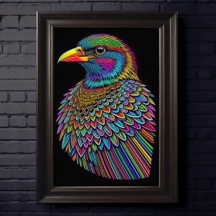 Affiche Dessin coloré Abstrait d'un oiseau 2:3