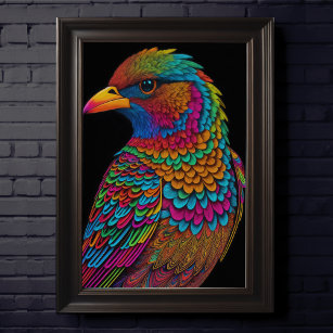 Affiche Dessin coloré Abstrait d'un oiseau 2:3 II