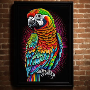 Affiche Dessin coloré Abstrait d'un perroquet 2:3