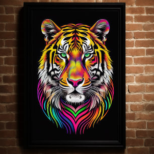 Affiche Dessin coloré Abstrait d'un tigre 2:3