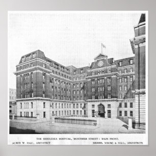 Affiche Dessin d'architectes d'hôpital de Middlesex