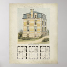 Dessin d'architecture vintage Paris France n° 2