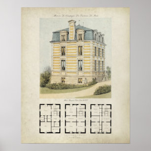 Affiche Dessin d'architecture vintage Paris France n° 2
