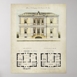 Affiche Dessin d'architecture vintage Paris France n° 4