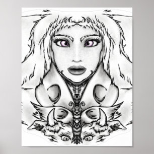 Affiche Dessin d'art à la fine ligne Animalia avec animaux