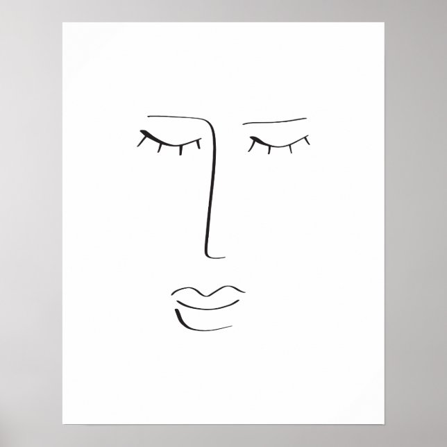 Affiche Dessin d'art en ligne face féminine (Devant)