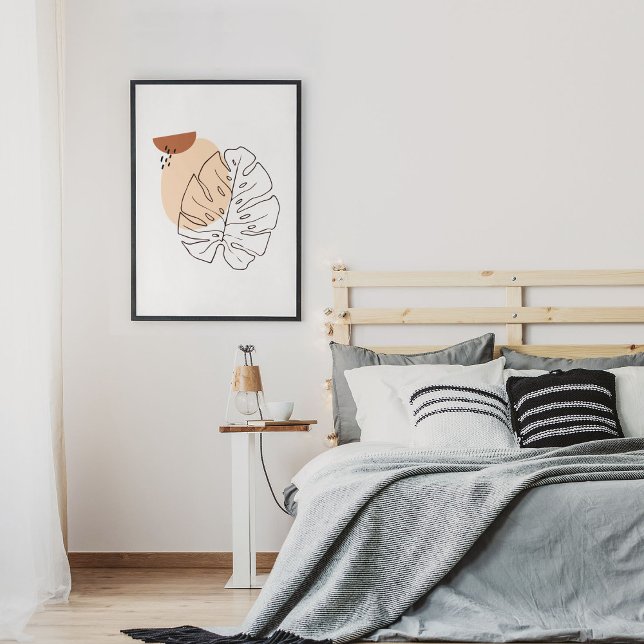 Affiche Dessin d'art minimaliste Abstrait face (Minimalist Abstract Face Portrait Line Art Drawing Poster)