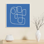 Affiche Dessin d'art minimaliste contemporain en bleu<br><div class="desc">Poster d'art contemporain minimaliste en ligne en bleu mur d'art</div>