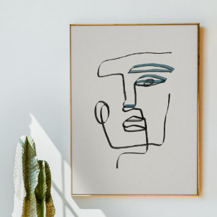 Affiche Dessin d'art minimaliste de ligne faciale