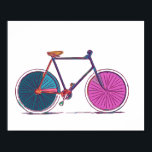 Affiche Dessin d'art moderne coloré de la ligne de vélo<br><div class="desc">Un dessin simple,  amusant et coloré d'un vélo.</div>