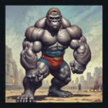 Affiche Dessin d'art pop de Gorilla Bodybuilder<br><div class="desc">Digital Computer Animal Art - College Pop Art - Wild Animal Computer Images</div>