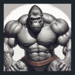 Affiche Dessin d'art pop de Gorilla Bodybuilder<br><div class="desc">Digital Computer Animal Art - College Pop Art - Wild Animal Computer Images</div>