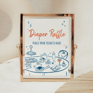 Affiche Dessin de Baby shower de la fête à la main