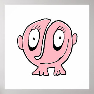 Affiche Dessin de bande dessinée de bébé monstre mignon Ce