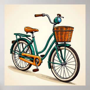 Affiche Dessin de bicyclette rétro