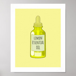 Affiche Dessin de bouteille d'huile essentielle citron