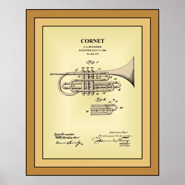 Affiche Dessin de brevet ~ F. A. Acheteur ~ Cornet ~ (Devant)