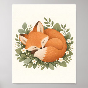 Affiche Dessin de chambre pour bébé Renard endormi