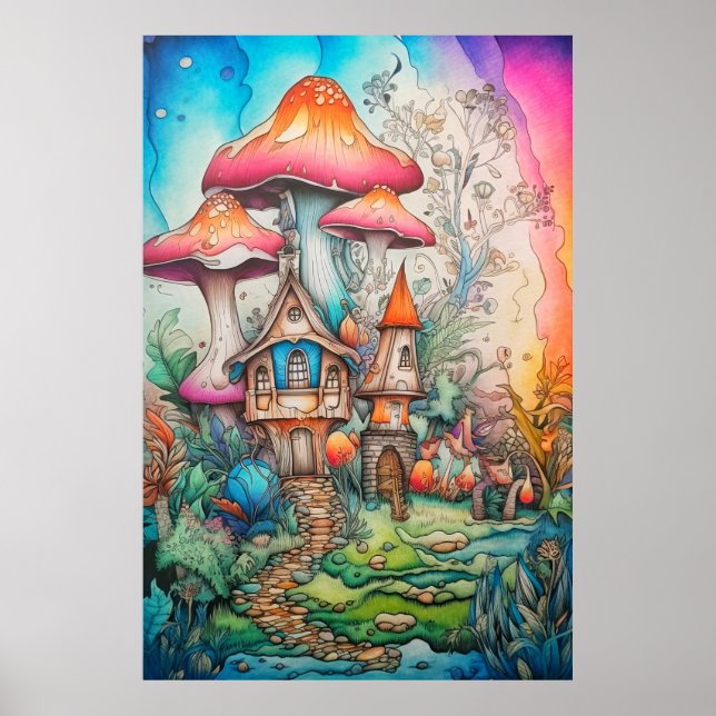 Affiche Dessin de champignon Vintage créatif (Devant)