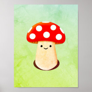 Affiche Dessin de champignons mignons