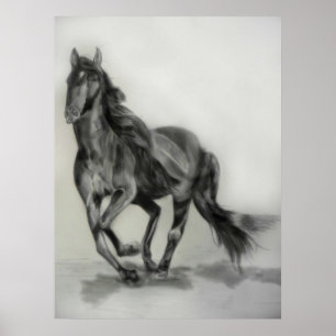 Affiche dessin de cheval foncé