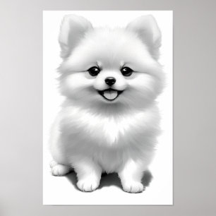 Affiche Dessin de chien bébé Pomeranian mignon