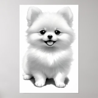 Affiche Dessin de chien bébé Pomeranian mignon