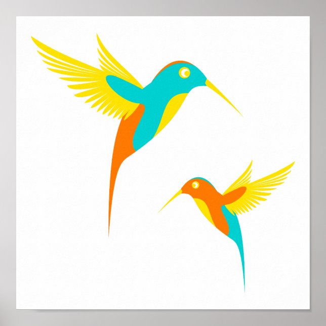 Affiche Dessin de colibri coloré (Devant)