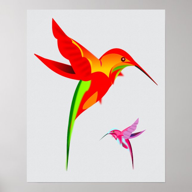 Affiche Dessin de colibri coloré (Devant)