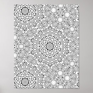 Affiche Dessin de coloriage de mandala de cercle floral co