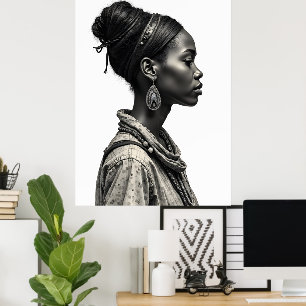 Affiche dessin de conception artistique de femme africaine