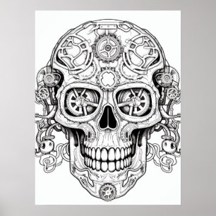 Affiche Dessin de crâne de sucre Art pour enfants + adulte