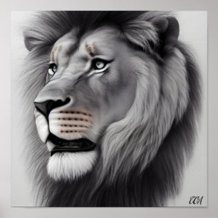 Affiche Dessin de crayon majestueux d'un lion