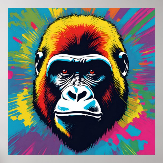 Affiche Dessin de dessin de peinture Gorilla Pop (Devant)