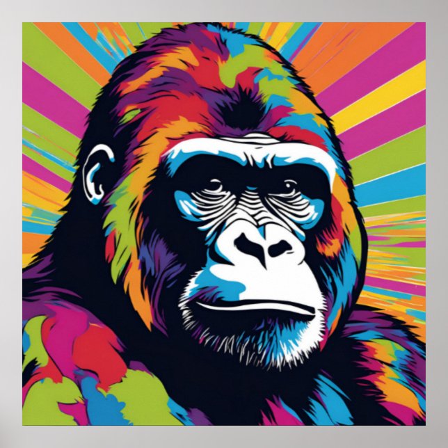 Affiche Dessin de dessin de peinture Gorilla Pop (Devant)