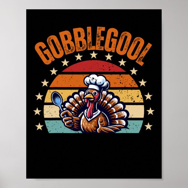Affiche Dessin de dinde Gobblegool de Thanksgiving drôle u (Devant)