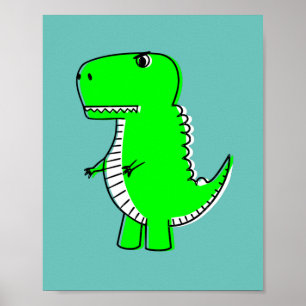 Affiche Dessin de dinosaure vert