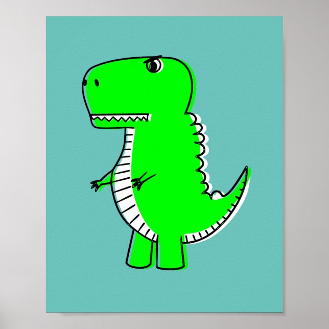 Affiche Dessin de dinosaure vert (Devant)