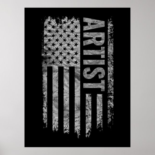 Affiche Dessin de drapeau américain des États-Unis en détr (Devant)
