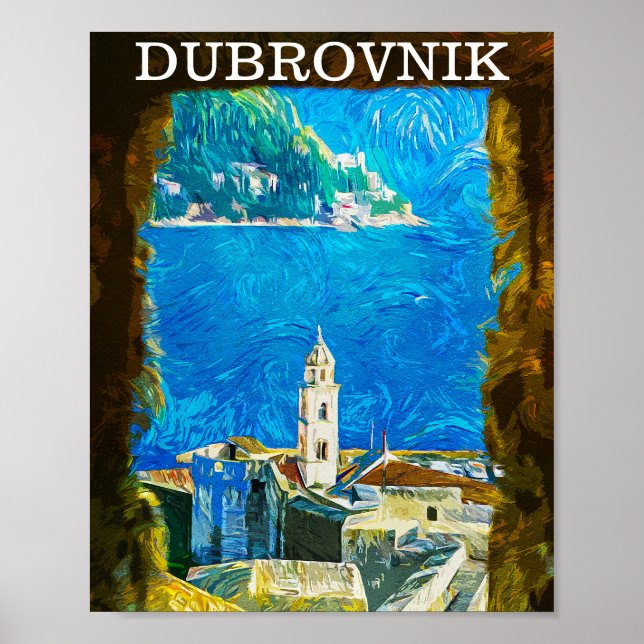 Affiche Dessin de Dubrovnik Croatie Aquarelle (Devant)