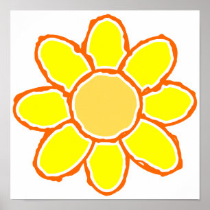 Affiche Dessin de fleurs jaunes
