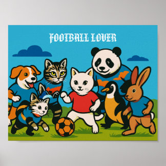 Affiche Dessin de FOOTBALL AMATEUR Animal à thème Mur d'ar
