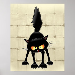 Affiche Dessin de Funny Fierce Black Cat