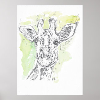 Affiche Dessin de girafe.