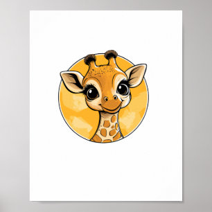 Affiche Dessin de girafe mignon de style cartoon  