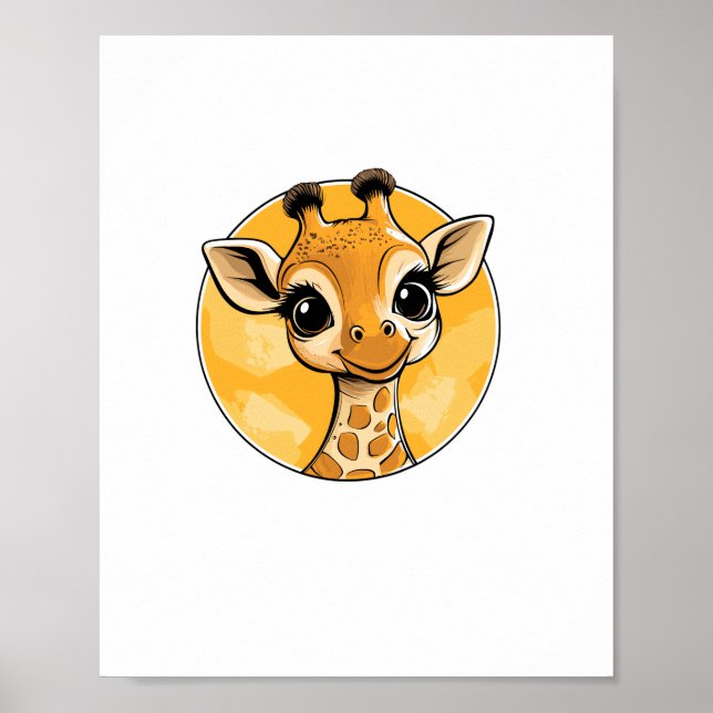 Affiche Dessin de girafe mignon de style cartoon   (Devant)